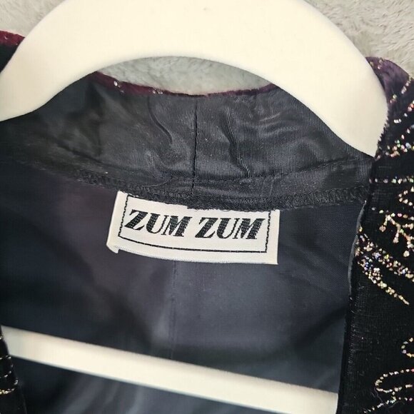 Vintage Zum Zum Jacket Womens S Black Velvet Gold Glitter Shoulder Pads Evening - Picture 2 of 9